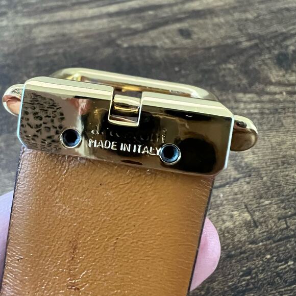 A. Testoni Soft Leather Belt 40 Mens Stripe Classic Gold Buckle Designer Italy - Picture 3 of 7